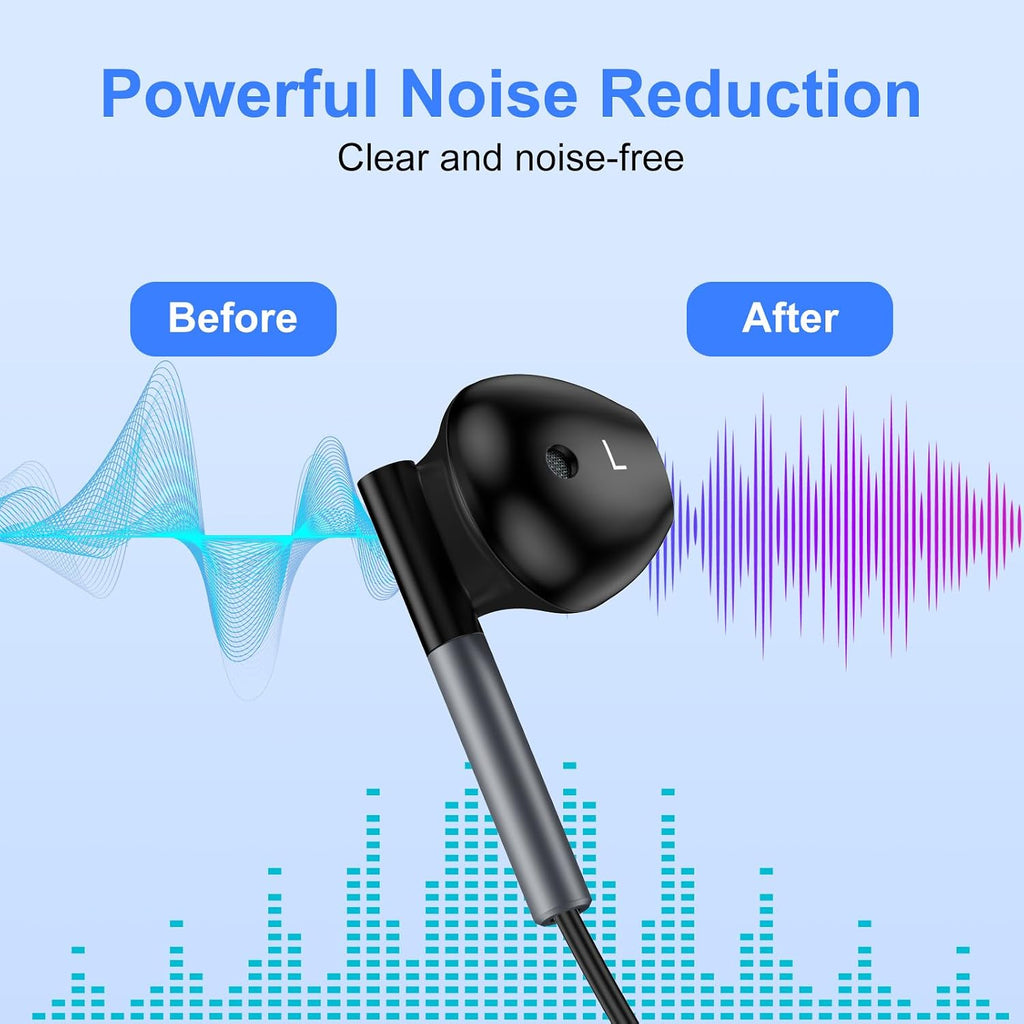 TYPE-C Earphones ,  Headset w Mic Headphones USB-C Earbuds   - AWXW202 2552-4