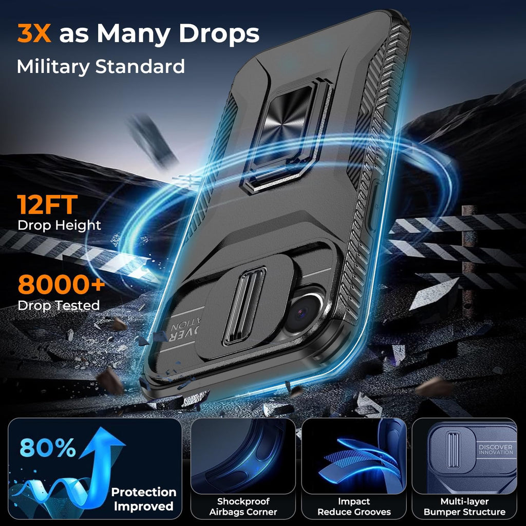 Hybrid Case Cover,  Shockproof Kickstand Lens Protects Metal Ring  - AWXW111 2459-3