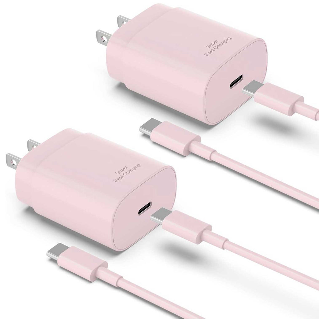 Pink 2 Pack 25W Fast Home Charger,  Power Quick 2 Pack 6ft USB-C Cable PD Type-C  - AWXW188 2537-1