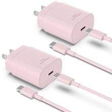 Load image into Gallery viewer, Pink 2 Pack 25W Fast Home Charger,  Power Quick 2 Pack 6ft USB-C Cable PD Type-C  - AWXW188 2537-1