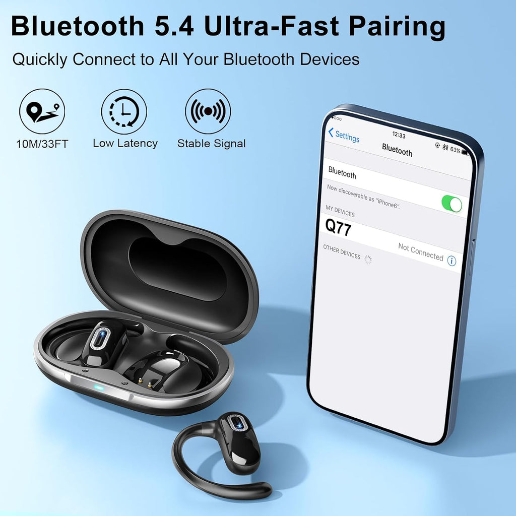 Wireless Ear-hook Open Earphones ,  Charging Case True Stereo Over the Ear Headphones Bluetooth Earbuds   - AWXW223 2578-7