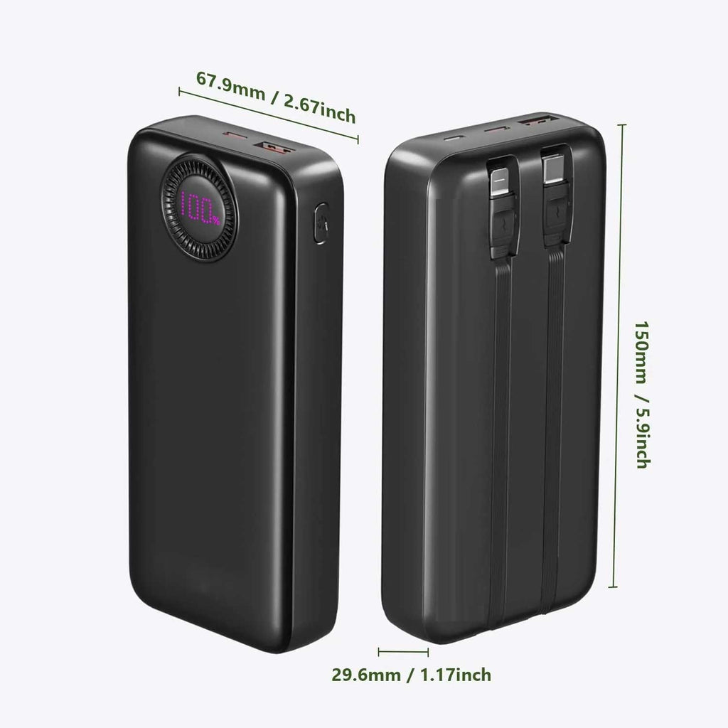 20000mAh Power Bank ,  Built-in Cable Portable Charger  Backup Battery 22.5W PD Fast Charge  - AWZ63 2314-3