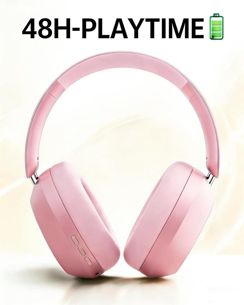 Pink Wireless Headphones,  Earphones w Mic Headset Foldable  - AWXW269 2630-4