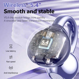 Wireless Ear-Clip TWS Earphones,  Charging Case True Stereo Bone Conduction Headphones Bluetooth Earbuds  - AWV79 2334-2