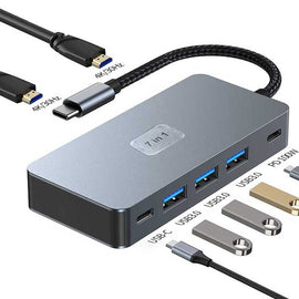 2 Port HDMI TV Adapter,  Projector Converter  Audio Video TYPE-C PD Charger 7-in-1 USB-C Hub  - AWZ88 2212-2
