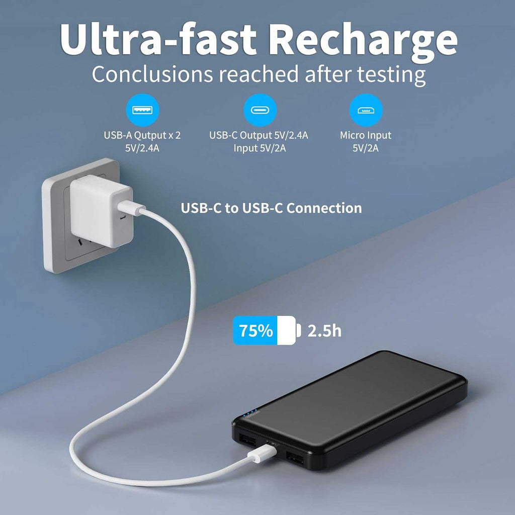 2 Pack 10000mAh Power Bank,  2-Port USB LED Indicators Portable Charger Backup Battery  - AWXW243 2599-6
