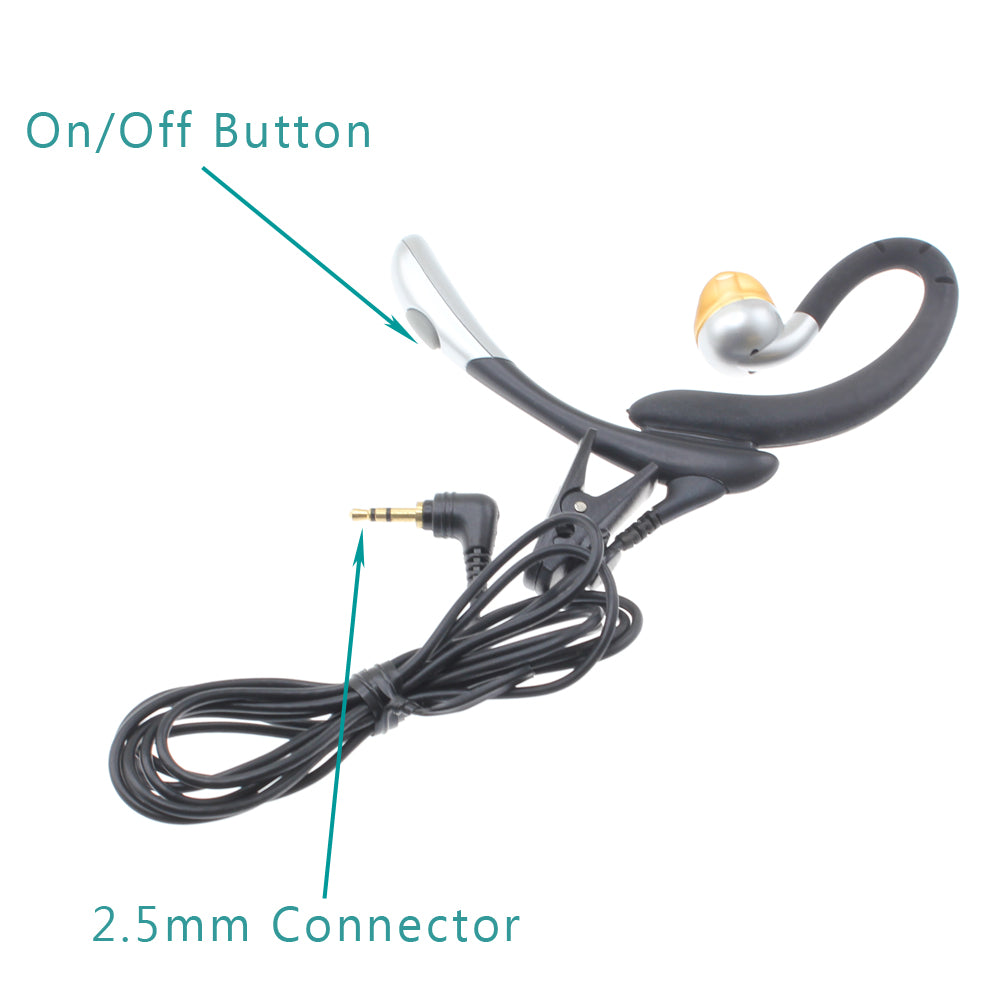  Wired Earphone,   Single Earbud  3.5mm Adapter  Over-the-ear  with Boom Mic   - AWC37+S06 1992-5