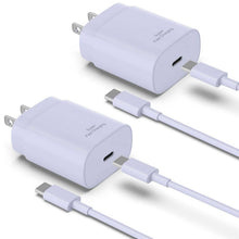 Load image into Gallery viewer, Purple 2 Pack 25W Fast Home Charger,  Power Quick 2 Pack 6ft USB-C Cable PD Type-C  - AWXW189 2538-1