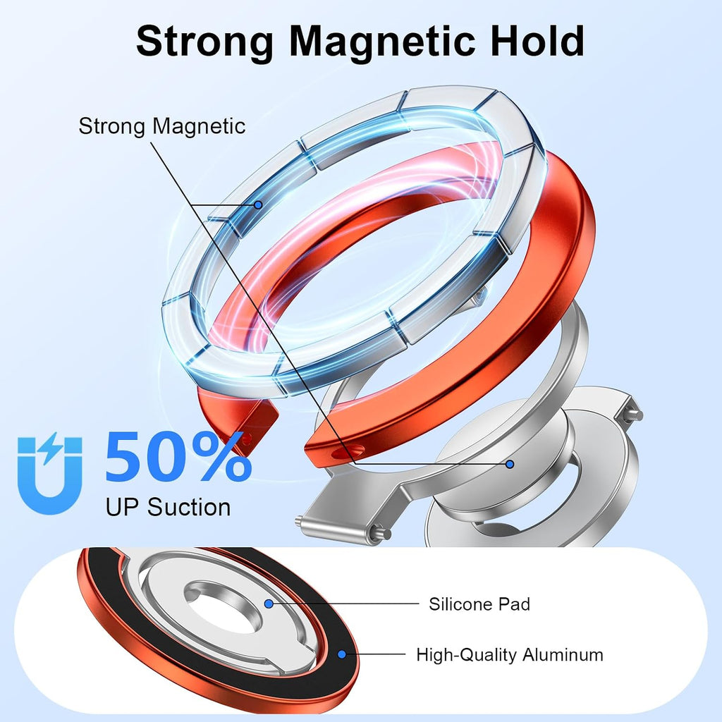 Metal Magnetic Ring Phone Holder ,  Desk Stand Folding Kickstand Orange  - AWXW219 2569-5