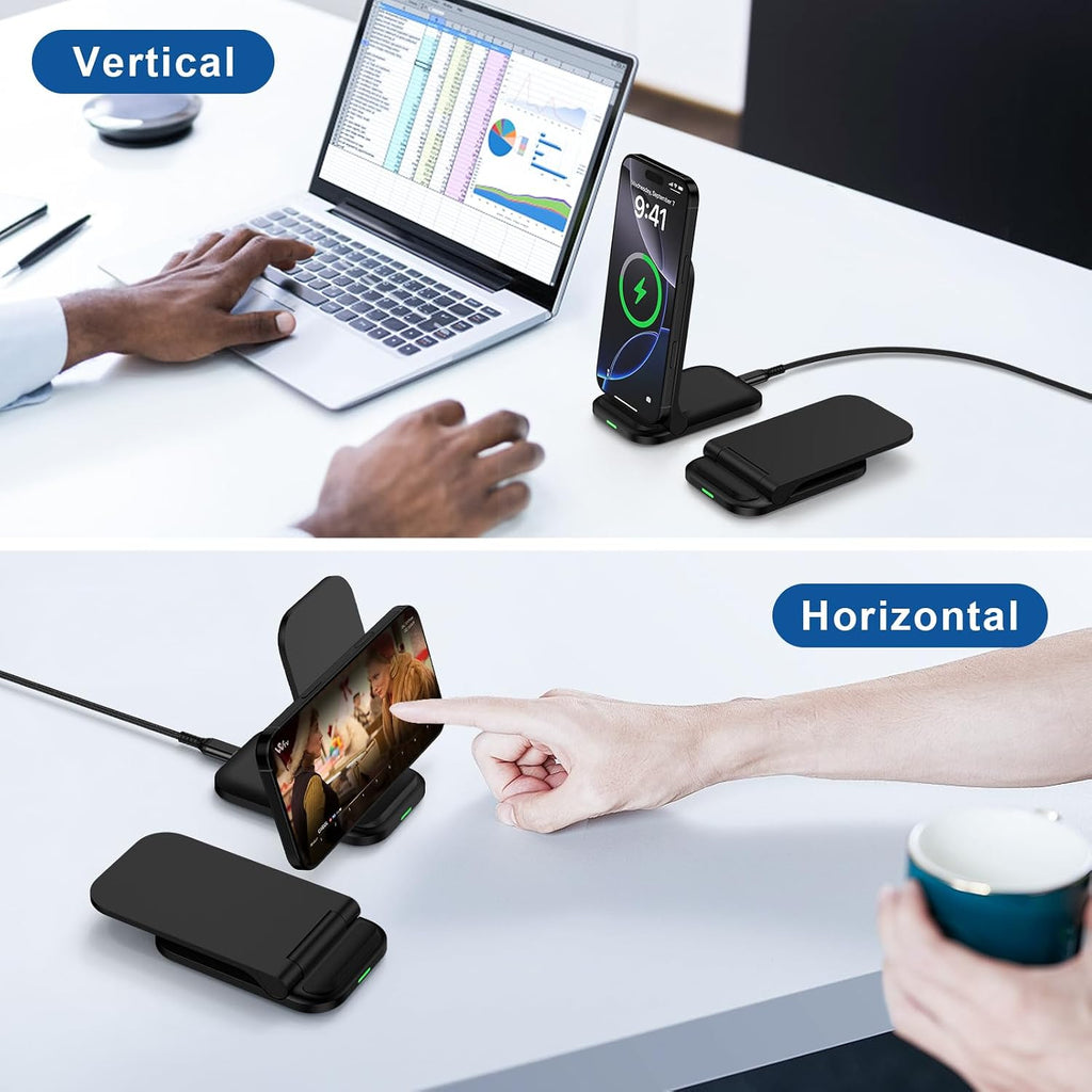 Foldable Wireless Charger,  Charging Pad  Stand Folding 15W Fast  - AWXW204 2554-5