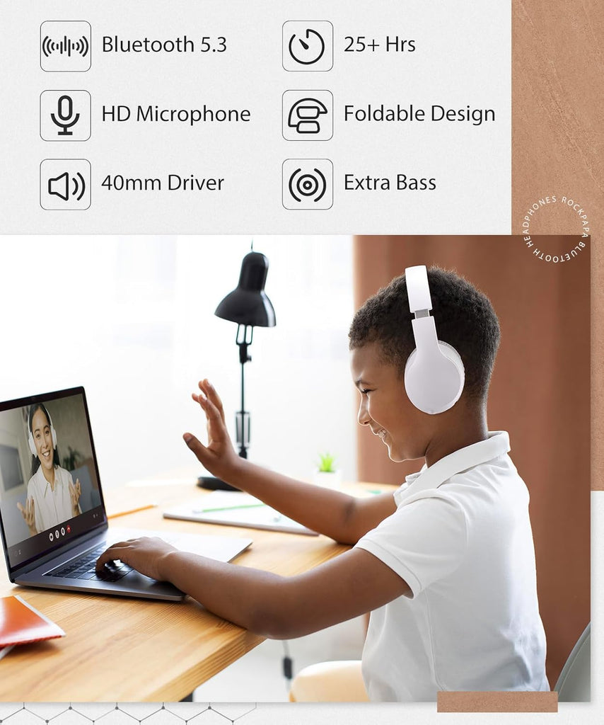 Wireless Headphones,  Earphones w Mic Headset Foldable  - AWXW132 2481-5