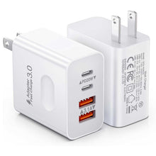 Load image into Gallery viewer, 2 Pack 40W Wall Charger ,  Home and Travel AC Plug  Power Adapter Block 2 USB-C USB Ports Adaptive Fast Cube  - AWXW271 2632-1