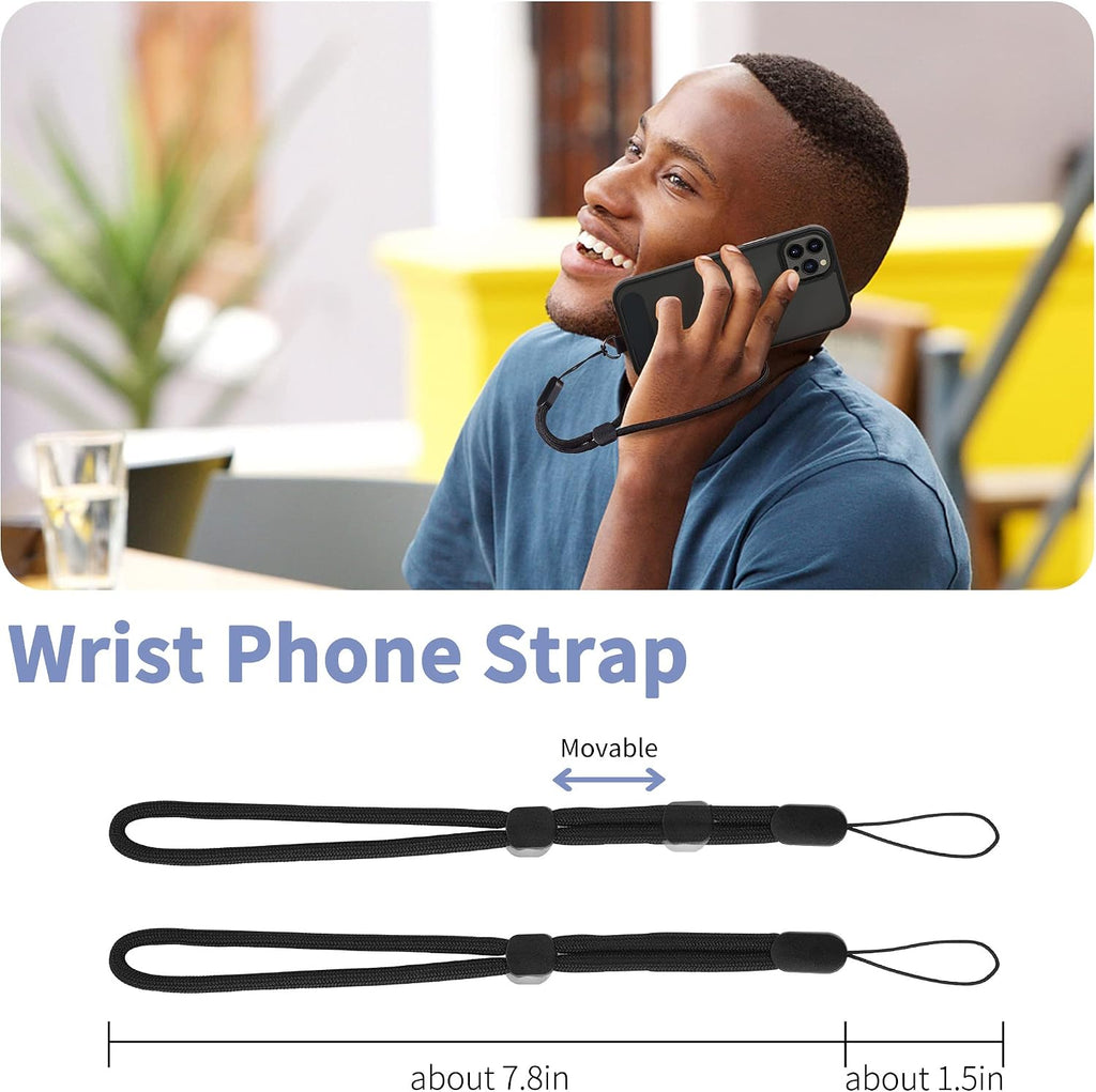 Black 2 Pack Phone Lanyard,  For Phone Cases 1 Pcs Wrist Straps 1 Pcs Neck Straps Holder Adjustable  - AWXW273 2634-5