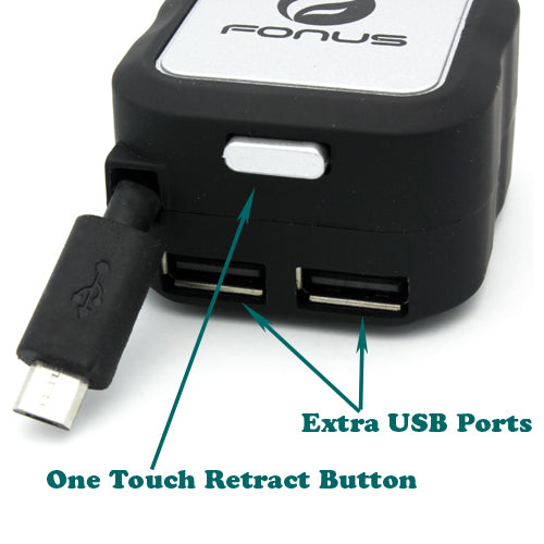  Retractable Car Charger ,   DC Socket  USB-C Adapter   2-Port USB   4.8Amp   - AWG50 2016-2