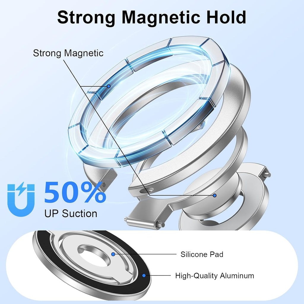Metal Magnetic Ring Phone Holder,  Silver Color Desk Stand Folding Kickstand  - AWXW220 2570-5