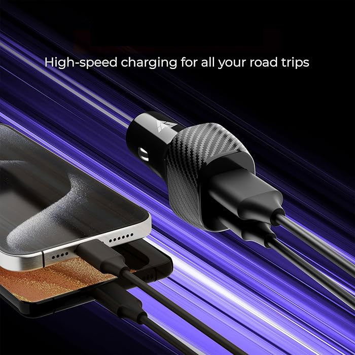 Fast Car Charger,  Power Adapter 6ft Long PD Cable 2-Port USB-C 60W  - AWF08+E25 2185-5