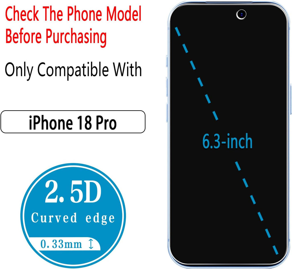 2 Pack Privacy Screen Protector,  Anti-Peep Anti-Spy Curved Tempered Glass  - AWXW249 2606-2