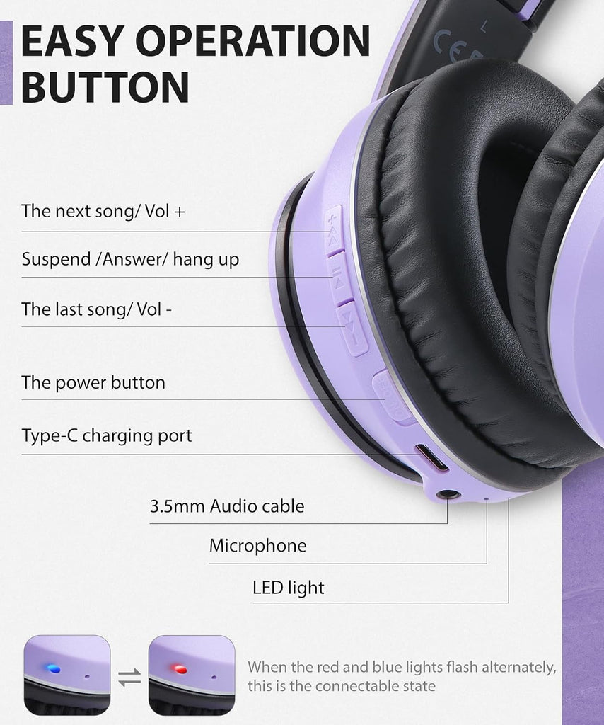 Wireless Headphones,  Earphones w Mic Headset Foldable  - AWXW135 2484-3