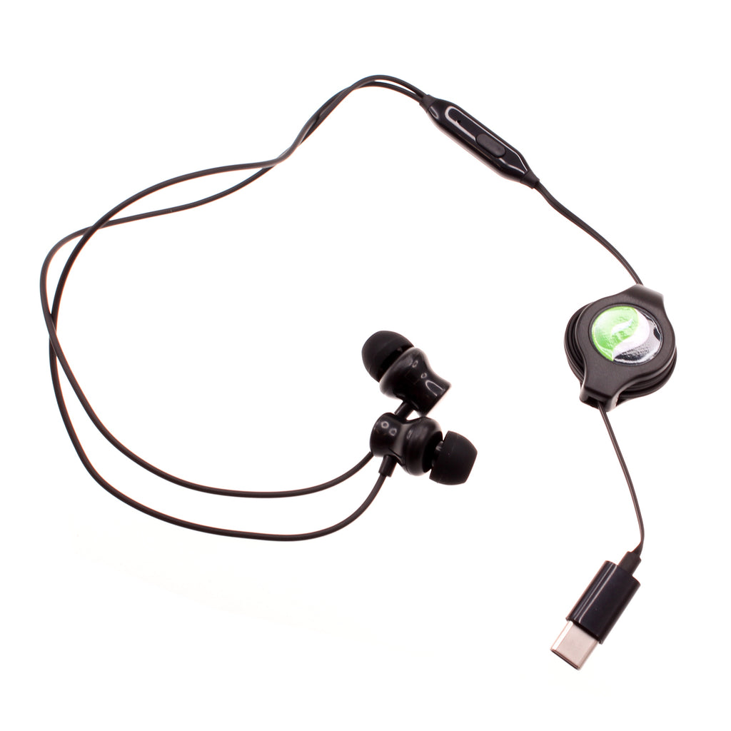 USB-C Retractable Earphones,  TYPE-C w Mic Earbuds Hands-free Headphones  - AWC63 2329-1