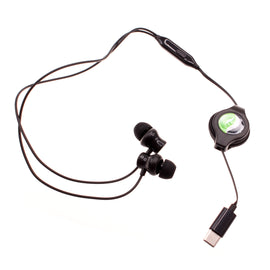USB-C Retractable Earphones,  TYPE-C w Mic Earbuds Hands-free Headphones  - AWC63 2329-1