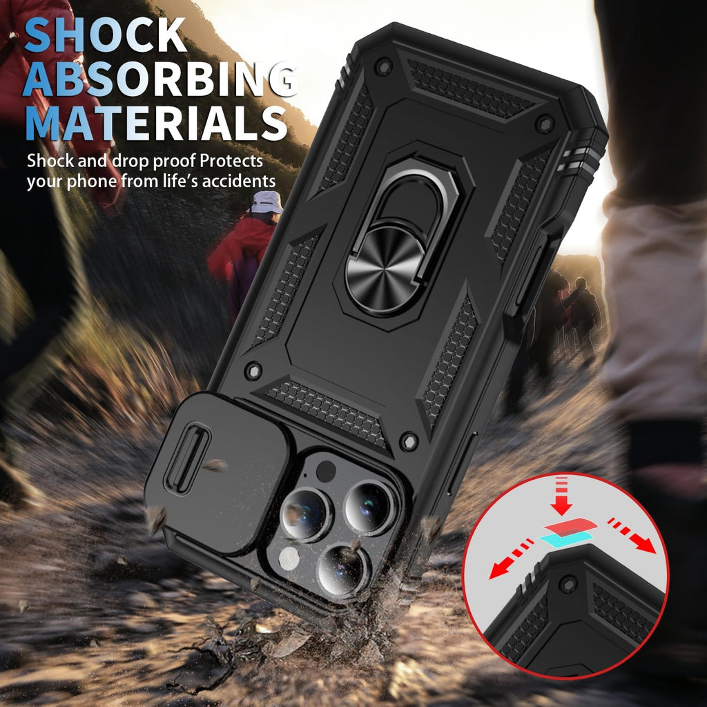 Hybrid Case Cover,  Shockproof Kickstand Lens Protects Metal Ring  - AWXW110 2458-6