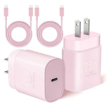 Load image into Gallery viewer,  Pink 2 Pack 25W Fast Home Charger,  Power Quick 6ft and10ft USB-C Cable PD Type-C  - AWXW235 2591-1