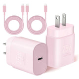Pink 2 Pack 25W Fast Home Charger, Power Quick 6ft and10ft USB-C Cable PD Type-C - AWXW235
