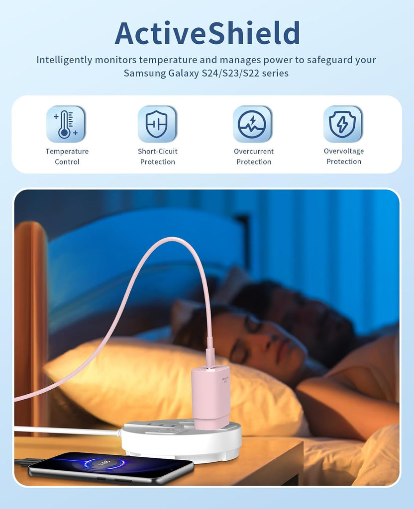 Pink 2 Pack 25W Fast Home Charger,  Power Quick 2 Pack 6ft USB-C Cable PD Type-C  - AWXW188 2537-6