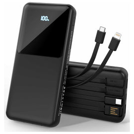 10000mAh Power Bank ,  Built-in Cable Portable Charger Backup Battery 22.5W PD Fast Charge   - AWXW240 2596-1