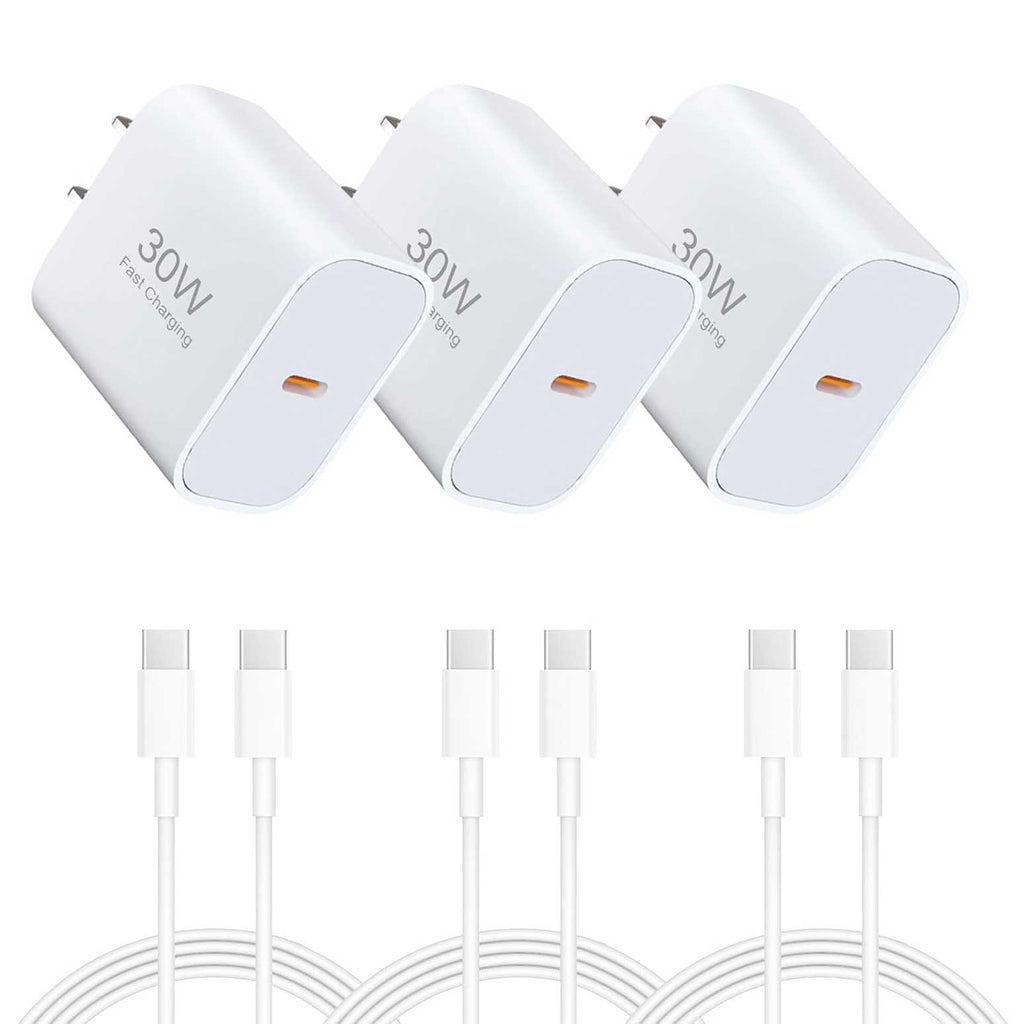 3 Pack 30 Fast Home Charger,  Power Quick 3 Pack 6ft USB-C Cable PD Type-C  - AWXW232 2588-1