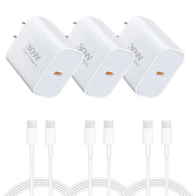 Load image into Gallery viewer, 3 Pack 30 Fast Home Charger,  Power Quick 3 Pack 6ft USB-C Cable PD Type-C  - AWXW232 2588-1