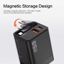 Load image into Gallery viewer, 65W PD Home Charger,  Built-in Power Cord USB-C 2ft Retractable Cable Fast Type-C  - AWK22 2240-4