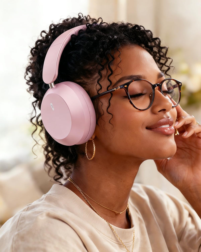Pink Wireless Headphones,  Earphones w Mic Headset Foldable  - AWXW269 2630-8