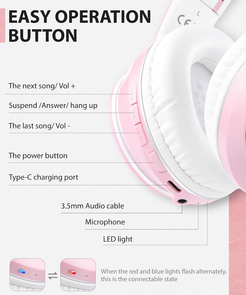 Wireless Headphones,  Earphones w Mic Headset Foldable  - AWXW134 2483-3