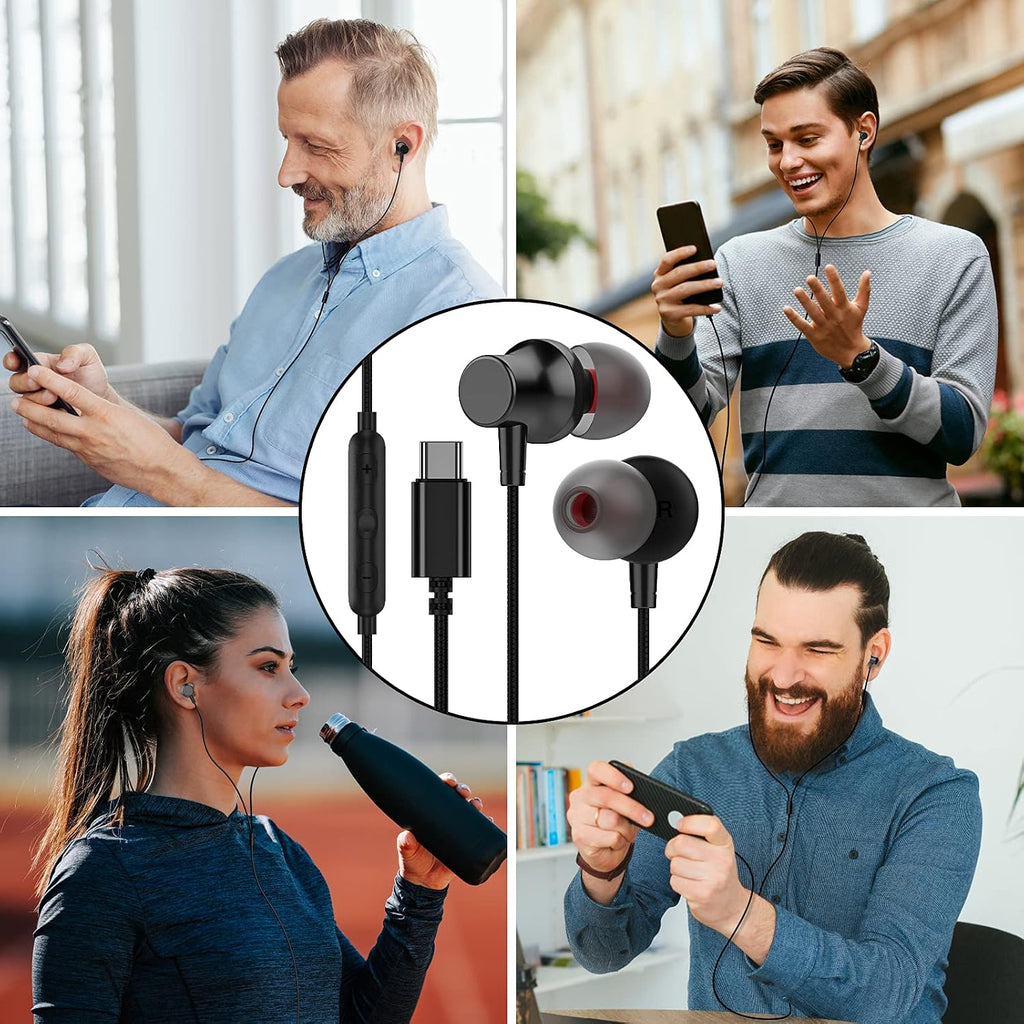 Wired TYPE-C Earphones,  Headset w Mic Magnetic Headphone USB-C Earbuds  - AWC96 2575-3