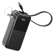 Load image into Gallery viewer, 10000mAh Power Bank with AC Wall Plug,  Built-in Cable Portable Charger Backup Battery 30W PD Fast Charge  - AWXW282 2644-1