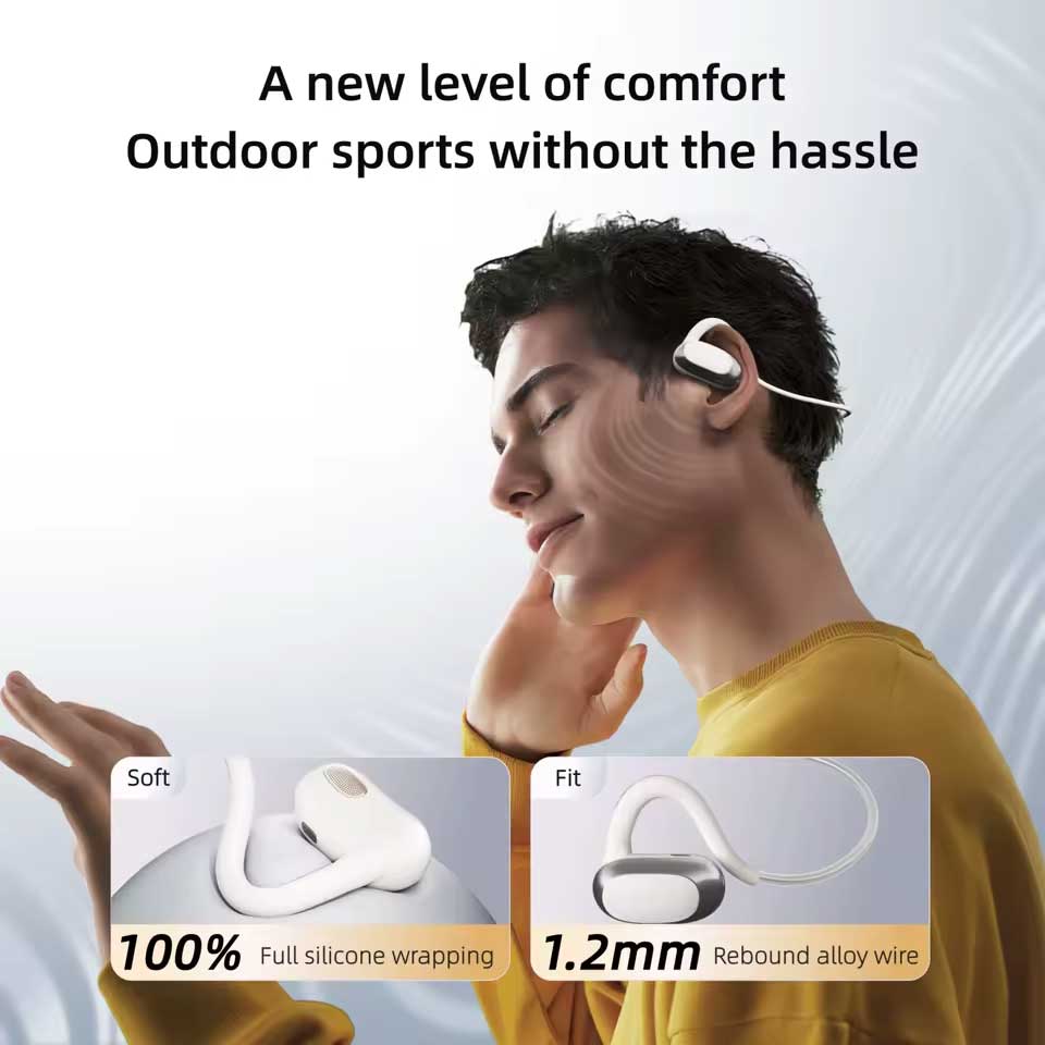 Bone Conduction Wireless Headphones,  Hi-Fi Sound Earbuds Headset Neckband Open-Ear Sports Earphones  - AWF21 2251-8