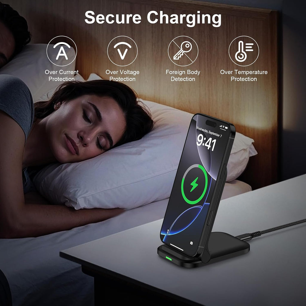 Foldable Wireless Charger,  Charging Pad  Stand Folding 15W Fast  - AWXW204 2554-6