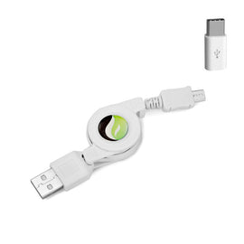 Retractable Cable with USB-C Adapter,   Sync Type-C Fast Charger Cord Power Wire  - AWC65+USB-C 2131-1