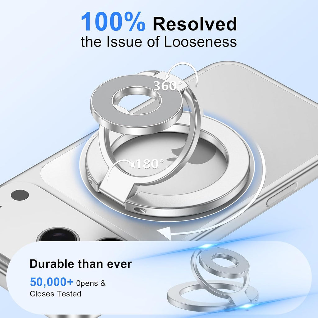 Metal Magnetic Ring Phone Holder,  Silver Color Desk Stand Folding Kickstand  - AWXW220 2570-4