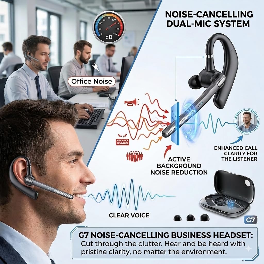 Wireless Earphone,  Single Handsfree Headphone Boom Mic Ear-hook  - AWXW217 2567-3