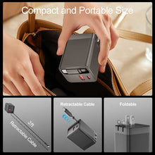 Load image into Gallery viewer, 65W PD Home Charger,  Built-in Power Cord USB-C 2ft Retractable Cable Fast Type-C  - AWK22 2240-7