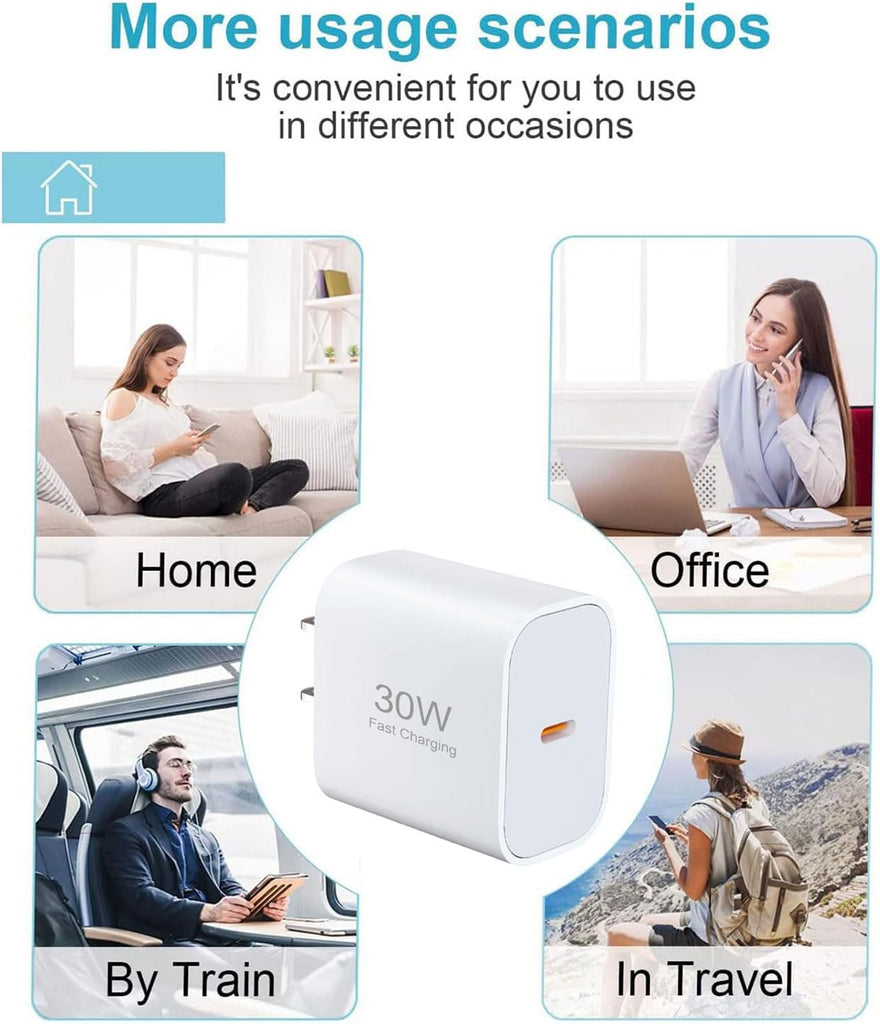 3 Pack 30 Fast Home Charger,  Power Quick 3 Pack 6ft USB-C Cable PD Type-C  - AWXW232 2588-5