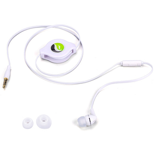 Retractable Mono Earphone, Handsfree Headset 3.5mm w Mic Headphone - AWS09