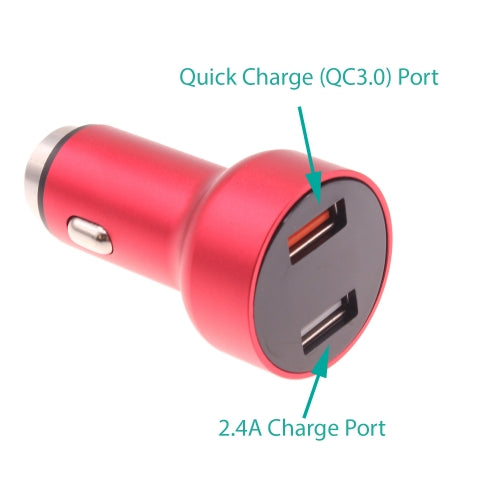 Car Charger, DC Socket 6ft USB-C Cable 2-Port 24W Fast - AWE14