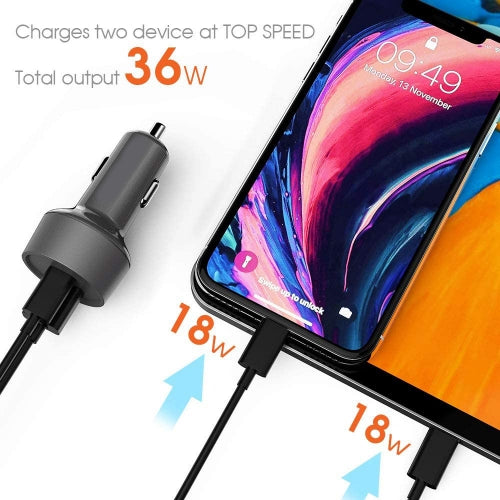 Quick Car Charger, Power USB-C Port PD Cable 36W - AWE22