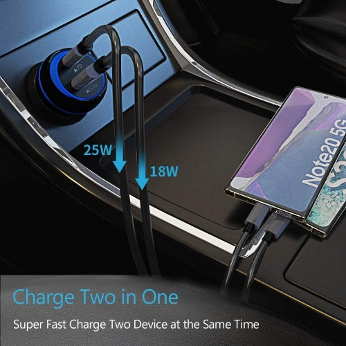 Quick Car Charger, Power Type-C PD 2-Port USB Cable 43W - AWE20