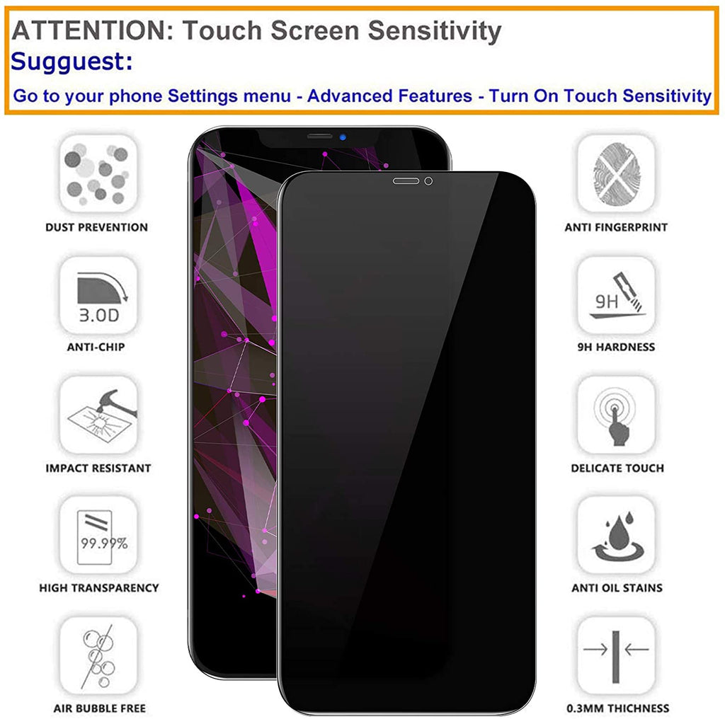 Belt Clip Case and 3 Pack Privacy Screen Protector, Anti-Spy Kickstand Cover Tempered Glass Swivel Holster - AWD13+3G28