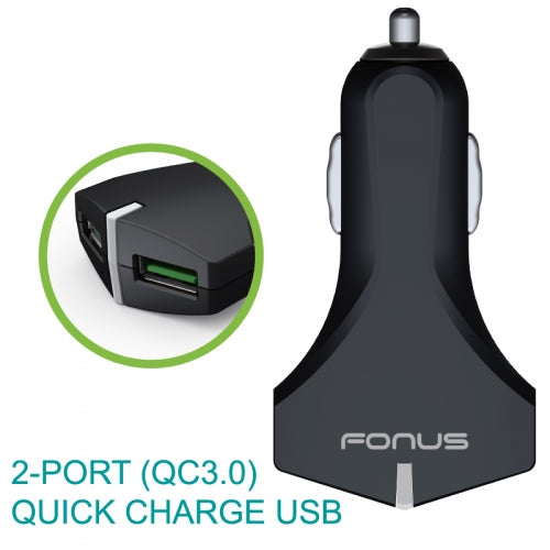 Car Charger, Type-C Coiled Cable 2-Port USB 36W Fast - AWE39