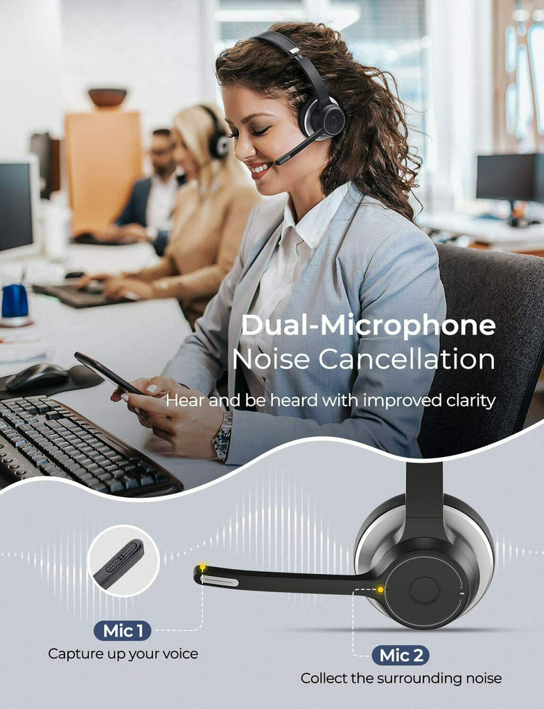 Wireless Over-Ear Headphones, Earphones Hands-free Headset With Boom Microphone - AWZ58